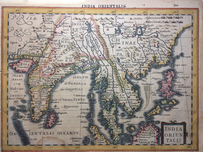 Zuidoost-Azië - Indien, Indonesien, Kina, Korea, Bangladesh, Cambodja; Petrus Kaerius / J.E. Cloppenburgh - India Orientalis - 1632