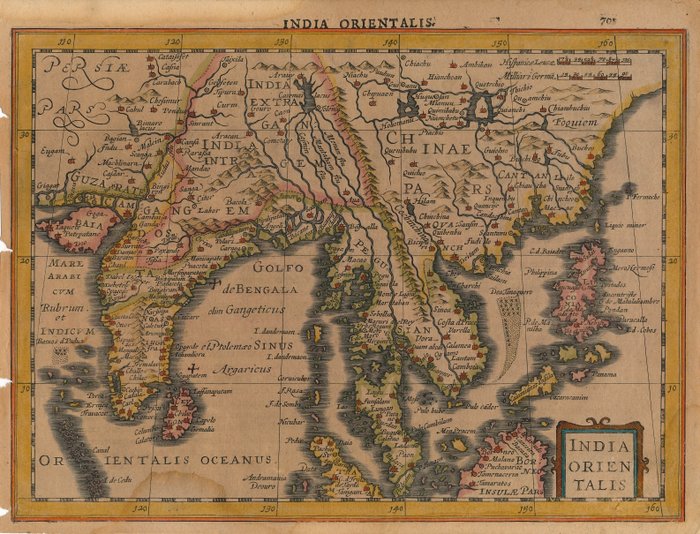 Zuidoost-Azië - Indien, Indonesien, Kina, Korea, Bangladesh, Cambodja; Petrus Kaerius / J.E. Cloppenburgh - India Orientalis - 1632