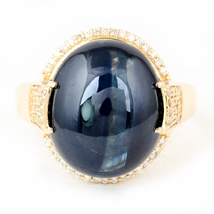 Ring - 14 karat Gulguld -  1682ct tw Safir - Diamant