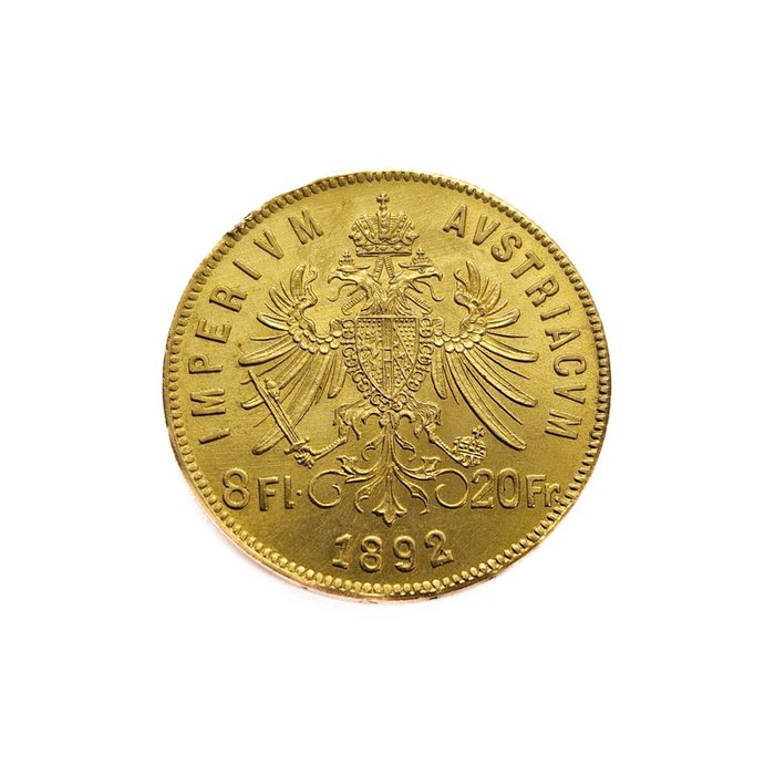 Østrig. 20 Francs/8 Forint 1892 Franz Joseph I - Restrike