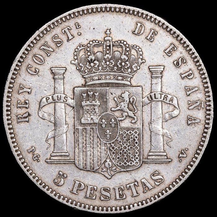 Spanien. Alfonso XIII. 5 Pesetas 1894* 94 PGV  (Ingen mindstepris)