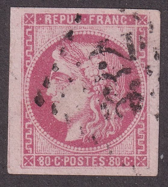 Frankrig  - 80c pink store marginer - signerede kalve - SUPERB - Yvert n°49