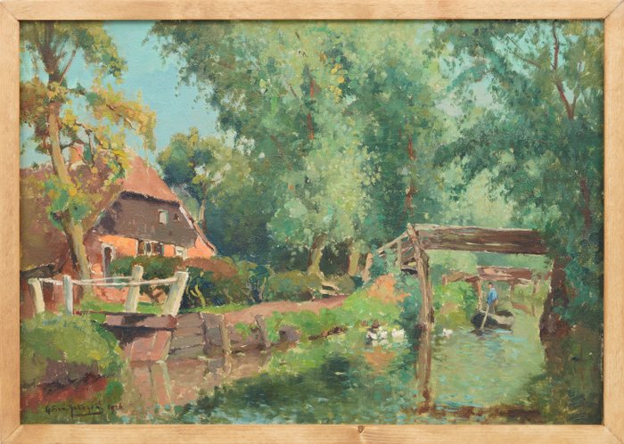 Gerbrand Frederik van Schagen (1880-1968) - Slootje in Giethoorn