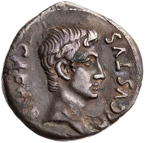 Romarriket. Augustus (27 BC-AD 14). Denarius Rare, R2 in RIC, R in Cohen