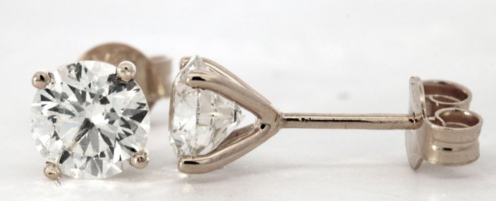 18 kraat Hvidguld - Øreringe - 075 ct Diamant - Diamanter