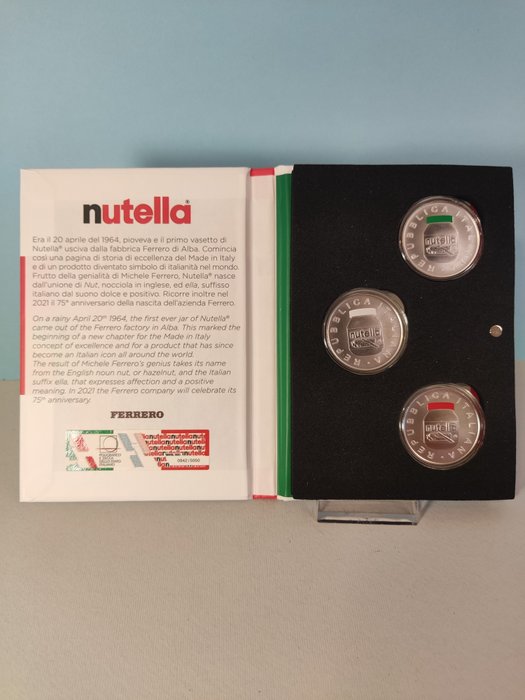 Italien. 5 Euro 2021 "Nutella - Serie Eccellenze Italiane" - (3 monete)