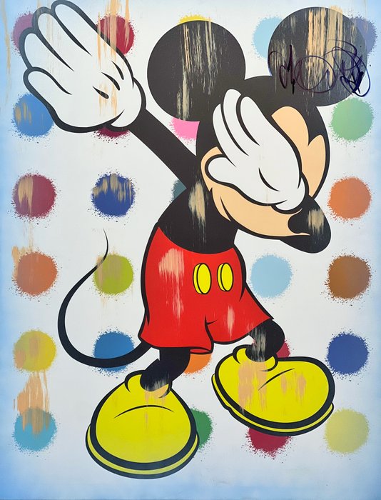 Dillon Boy (1979) - Original DBoy Beautiful Mickey Mouse Pop Art Painting vs Takashi Murakami Graffiti Damien Hirst Dots