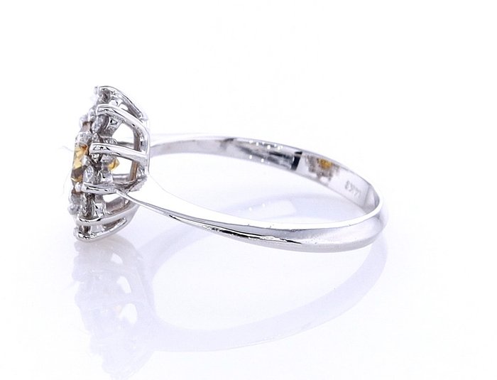 Ring - 14 karat Hvidguld -  0.63ct. tw. Diamant (Naturfarvet) - Diamant