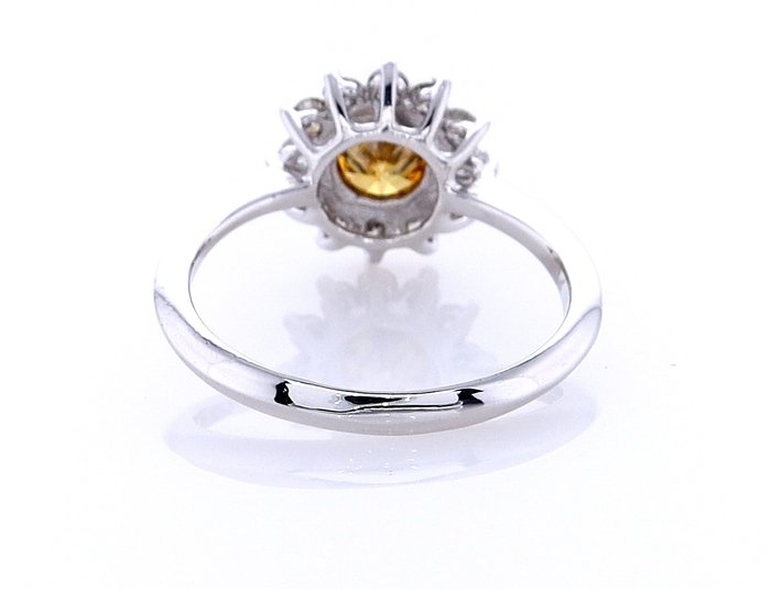 Ring - 14 karat Hvidguld -  0.63ct. tw. Diamant (Naturfarvet) - Diamant