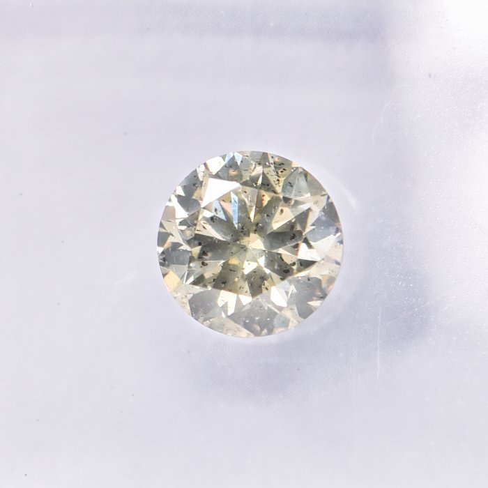 Ingen mindstepris - 1 pcs Diamant  (Naturfarvet)  - 0.53 ct - Rund - Fancy Grønlig Gul - I1 - International Gemological Institute (IGI)