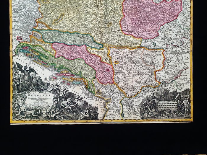 Europa - Østeuropa / Ungarn / Budapest / Pecs / Debrecen / Bulgarien / Rumænien / Transsylvanien / Bosnien /; Matthaus Seutter - Novissima et Accuratissima Hungariae - 1721-1750