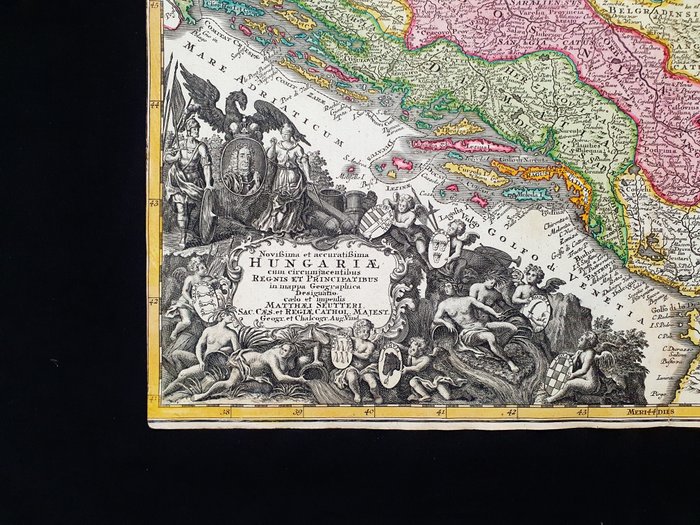 Europa - Østeuropa / Ungarn / Budapest / Pecs / Debrecen / Bulgarien / Rumænien / Transsylvanien / Bosnien /; Matthaus Seutter - Novissima et Accuratissima Hungariae - 1721-1750