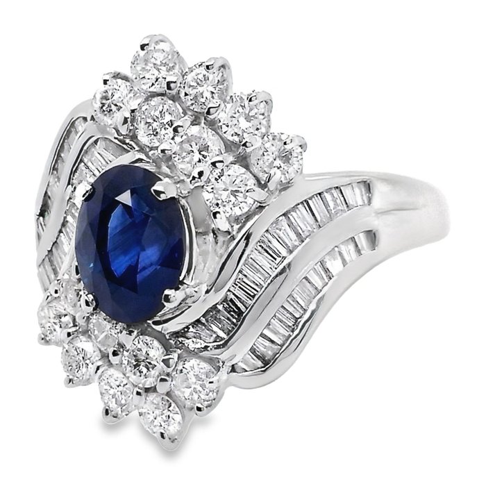 Cocktailring Platin -  2.71ct. tw. Safir - Diamant - KASHMIR