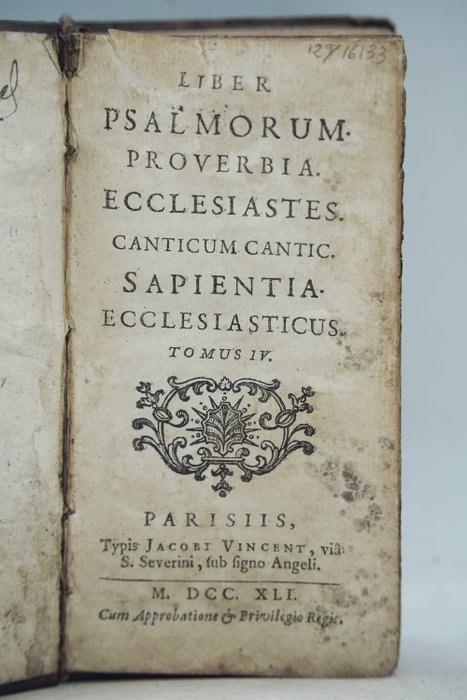 SN - Liber Psalmorum Proverbia Ecclesiaste Canticum Cantic Sapienta Ecclesiasticus - 1741