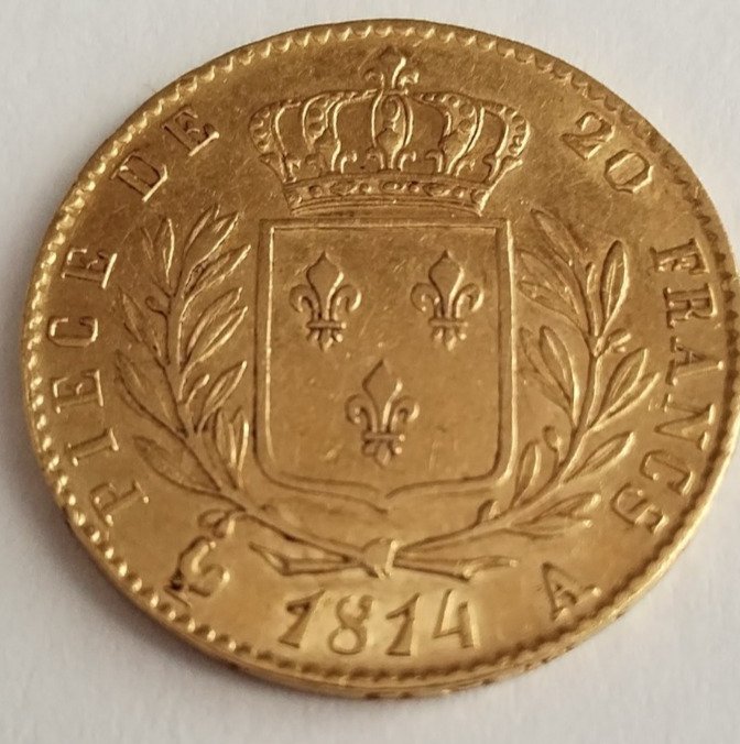 Frankrig Ludvig 18 (1814-1824) 20 Francs 1814 A-Paris