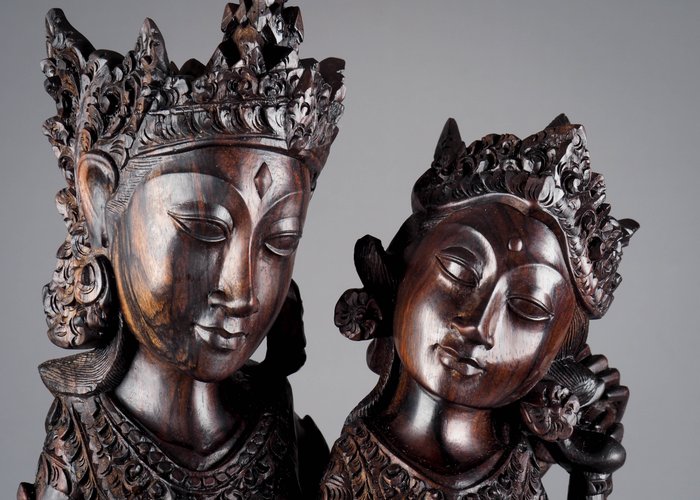 Rama og Sita hårdttræ statue, 64 cm - Bali - Indonesien