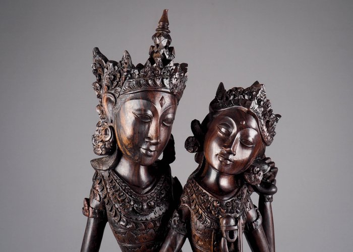 Rama og Sita hårdttræ statue, 64 cm - Bali - Indonesien