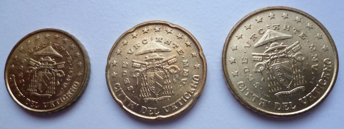 Vatikanstaten. Series 1 Cent - 1 Euro 2005 "Sede Vacante" (7 coins)  (Ingen mindstepris)