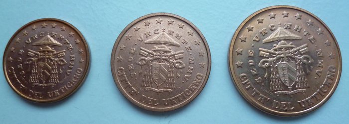 Vatikanstaten. Series 1 Cent - 1 Euro 2005 "Sede Vacante" (7 coins)  (Ingen mindstepris)