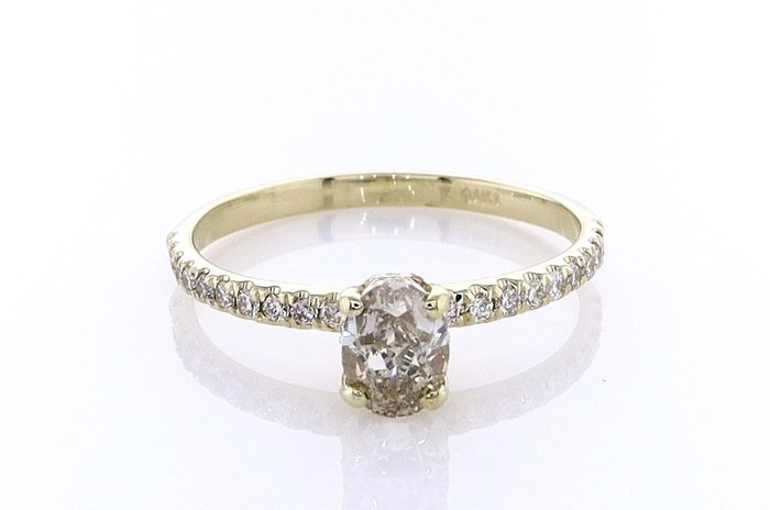 Ring - 14 karat Gulguld -  0.84ct. tw. Diamant (Naturfarvet) - Diamant