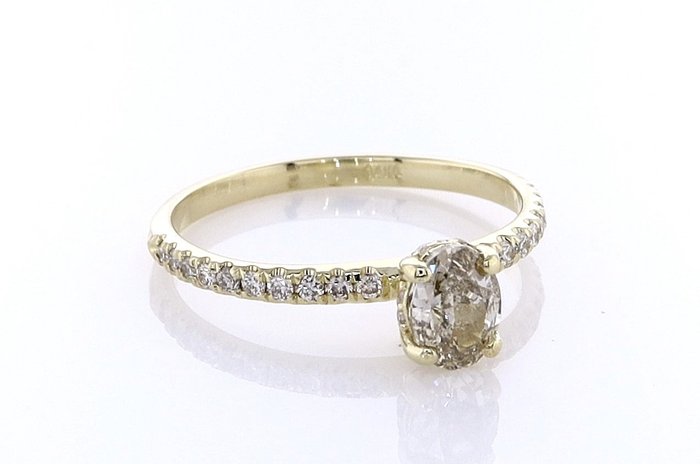 Ring - 14 karat Gulguld -  0.84ct. tw. Diamant (Naturfarvet) - Diamant