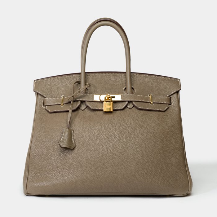 Hermès - Hermès Birkin 35 handbag in Etoupe Togo leather, GHW - Håndtaske