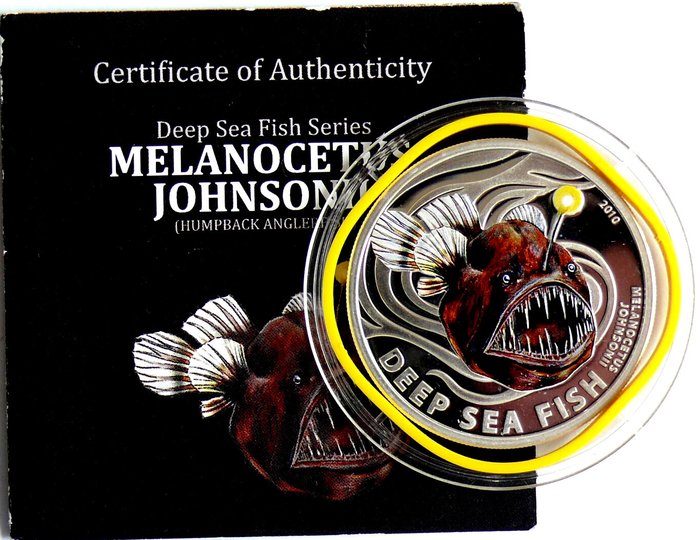 Pitcairn-øerne (Britisk Oversøisk Territorie). 2 Dollars 2010 Deep Sea Fish Series - Melanocetus Johnsonii, 1/2 Oz Proof  (Ingen mindstepris)