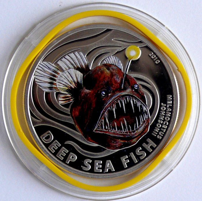 Pitcairn-øerne (Britisk Oversøisk Territorie). 2 Dollars 2010 Deep Sea Fish Series - Melanocetus Johnsonii, 1/2 Oz Proof  (Ingen mindstepris)