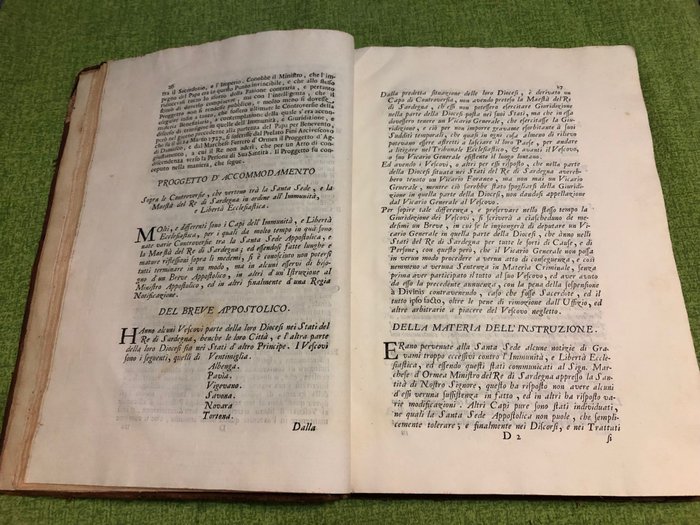 AA.VV. - Relazione Istorica delle vertenze, che si trovavano pendenti tra la corte di Roma, e quella del Re - 1731