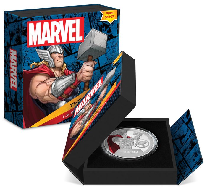 Niue. 2 Dollars 2023 Thor Donnergott - Avengers - Marvel Collection, 1 Oz (.999)