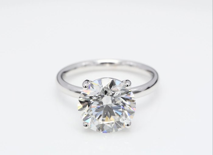 Ingen mindstepris - Ring - 18 kraat Hvidguld -  4.02ct. tw. Diamant (Laboratoriedyrket) - Runde F-VVS2