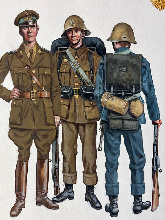 Funcken, Fred  Liliane - 1 Original colour drawing - L'uniforme et les armes - L'armée Danoise/ The Danish army