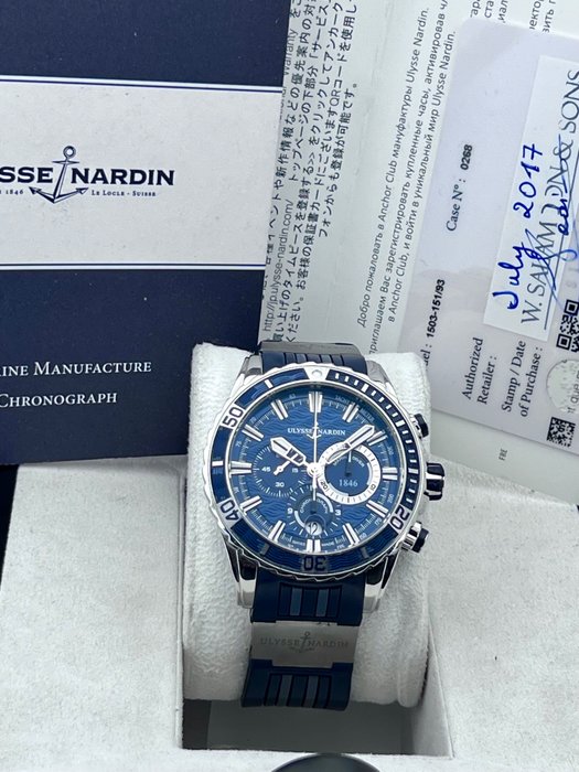 Ulysse Nardin - Marine Diver's Automatic Chronograph Blue - - 1503-151 - Mænd - 2011-nu