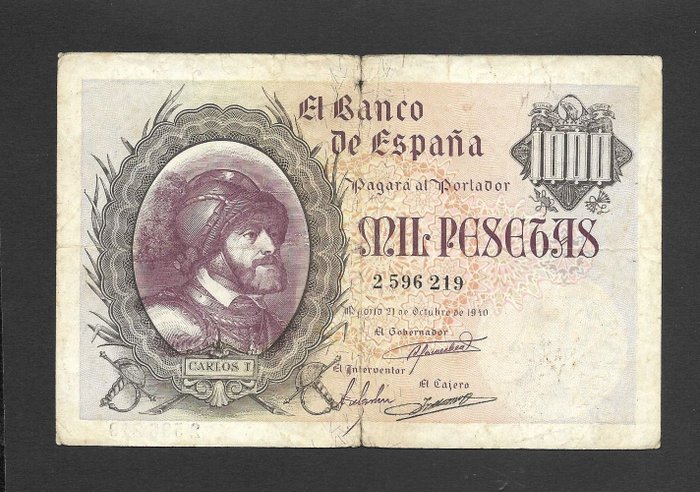 Spanien - 1000 Pesetas 1940 - Pick 125  (Ingen mindstepris)