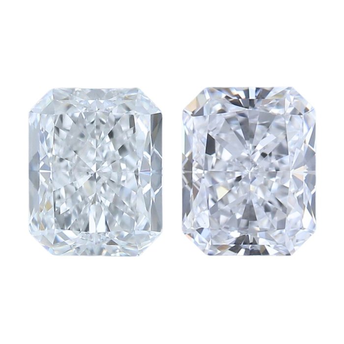 2 pcs Diamant  (Natur)  - 1.00 ct - Radiant - D (farveløs), F - VVS2 - Gemological Institute of America (GIA)