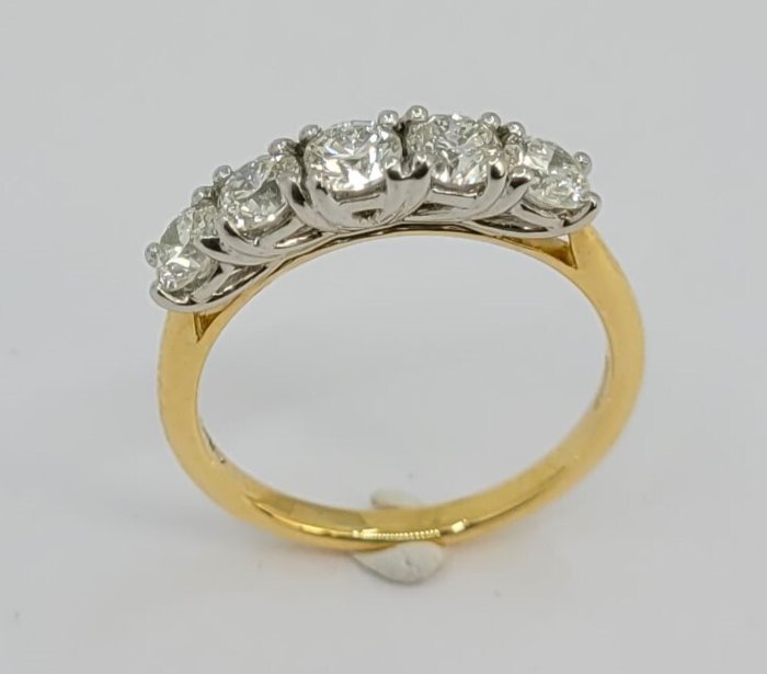 Ring - 18 kraat Gulguld, Platin -  1.12ct. tw. Diamant (Natur) - Certificerede guld diamanter