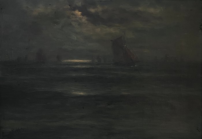 Romain Steppe (1859-1927) - Night view of the Sea