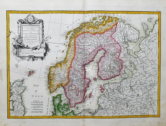 Europa - Norge / Sverige / Danmark; G Rizzi Zannoni / Janvier / Lattre - Les Couronnes du Nord comprenant les Royaumes de Suede Danemarck et Norwege - 1761-1780