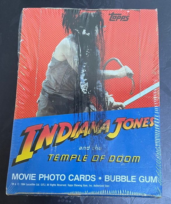 Topps - 1 Box - Indiana Jones Temple of Doom - 1984 - Complete Original Vintage Hobby Box - 36 Wax Packs