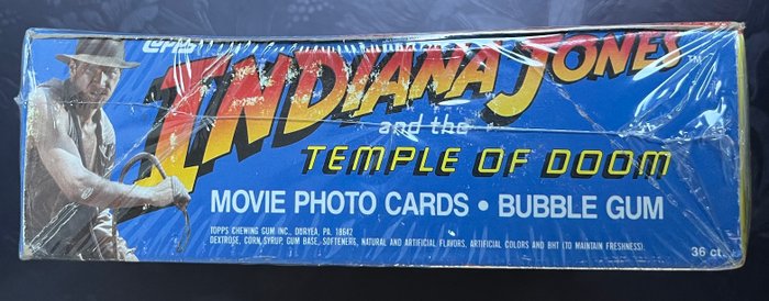 Topps - 1 Box - Indiana Jones Temple of Doom - 1984 - Complete Original Vintage Hobby Box - 36 Wax Packs