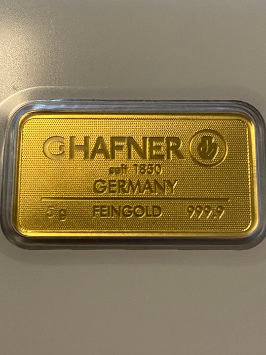 5 gram - Guld 999 - C. Hafner, Germany - Forseglet  Med certifikat