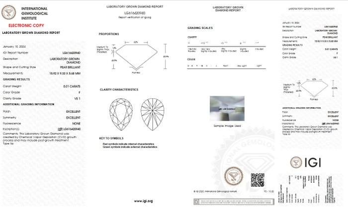 Ingen mindstepris - Ring - 18 kraat Gulguld -  5.01ct. tw. Diamant (Laboratoriedyrket) - F VS1