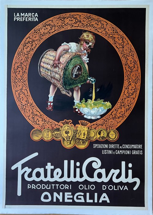 plinio codognato - poster pubblicitario- Olio F.lli Carli- Plinio CODOGNATO- 1925