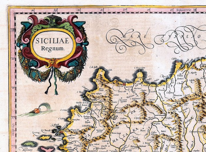 Italien - Sicilien; Mercator / Hondius - Siciliae Regnum - 1638