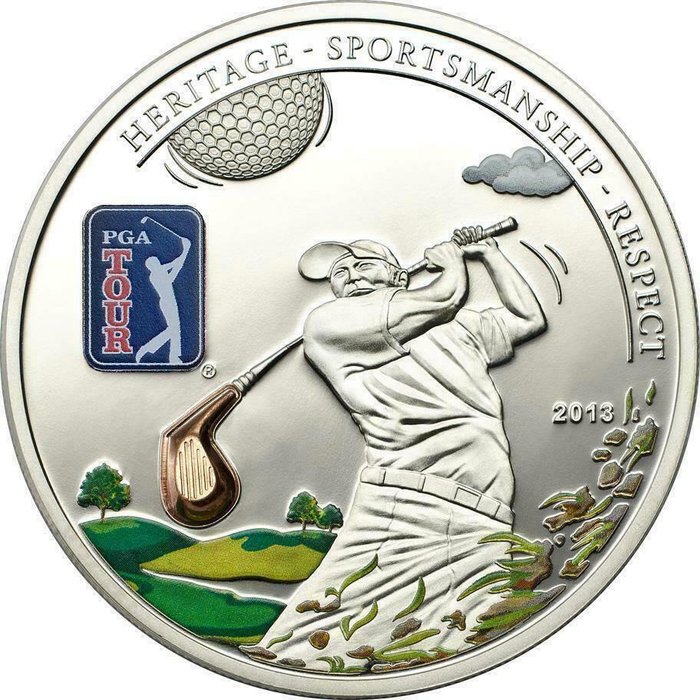 Cook-øerne. 5 Dollars 2013 'PGA Tour Golf Club', Proof  (Ingen mindstepris)