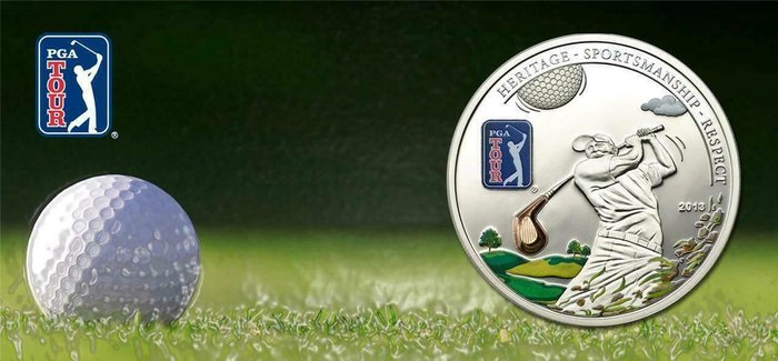 Cook-øerne. 5 Dollars 2013 'PGA Tour Golf Club', Proof  (Ingen mindstepris)