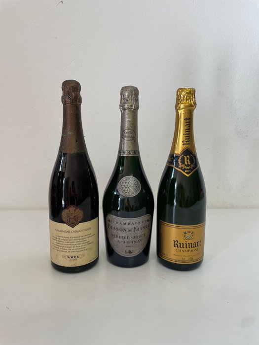 Krug, Perrier-Jouët, Ruinart, Cremant, Blasone de france, ruinart - Champagne Brut - 3 Flaske (0,75L)