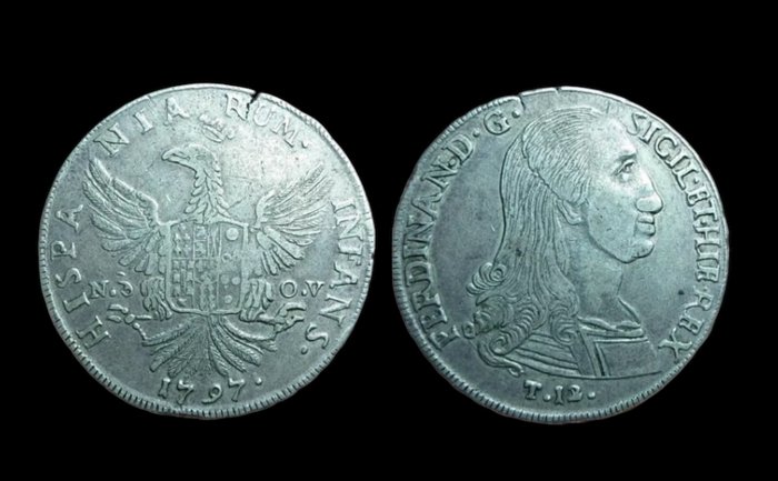 Italien, Kongeriget af Sicilien. Ferdinand 3. af Borbone (1759-1816). 12 Tarì 1797