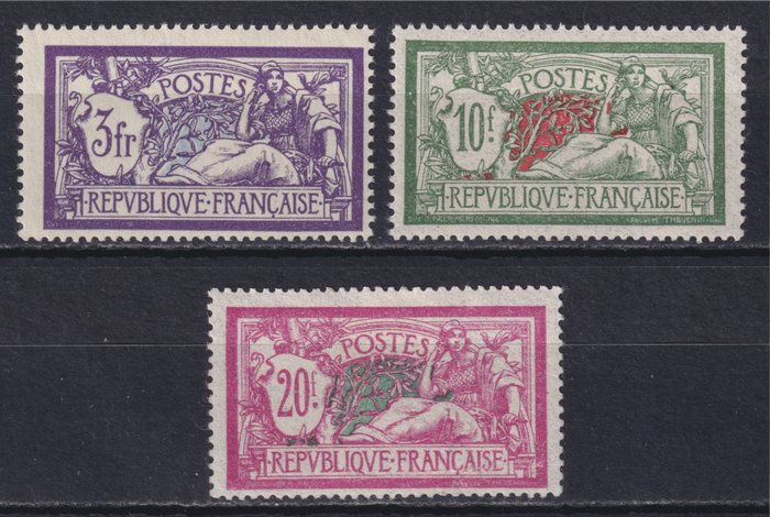 Frankrig 1925/1926 - Parti "Merson" fra nr. 206 til nr. 208, Ny** og ny*, signeret Kalve. - Yvert