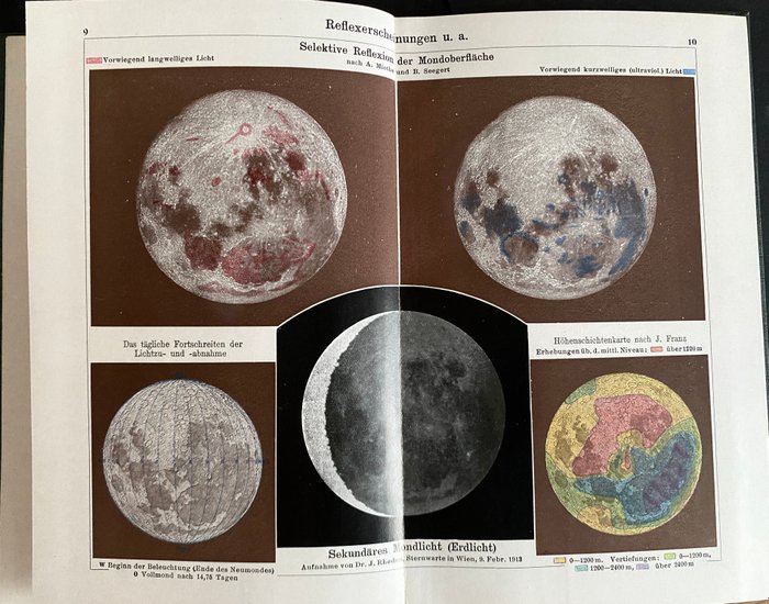 Ernst Debes - Kleiner Mondatlas in 37 Einzeldarstellungen zur Weltstellung Physik und Topographie  - 1910